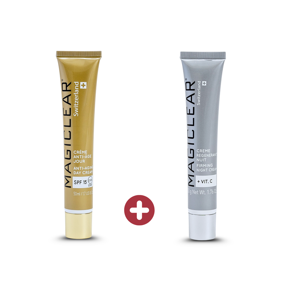 Magiclear DUO cremes jour et nuit Suisse, routine visage anti-age, hydratation et regeneration, RivieraCosmedics France