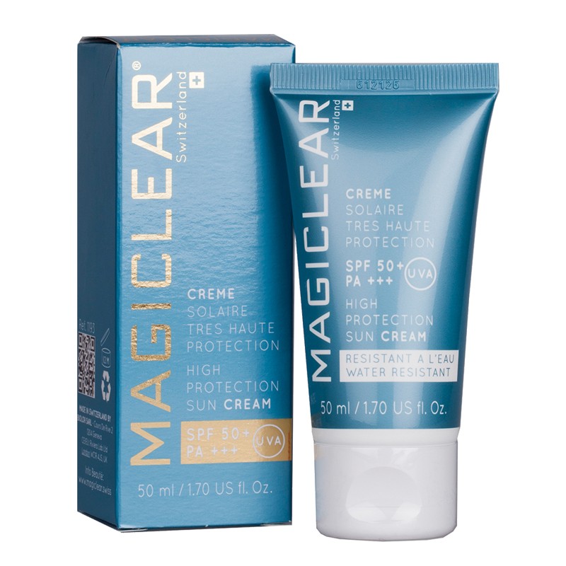 Creme solaire Magiclear SPF 50+ PA+++, protection tres haute pour peau sensible, usage quotidien, vente en France